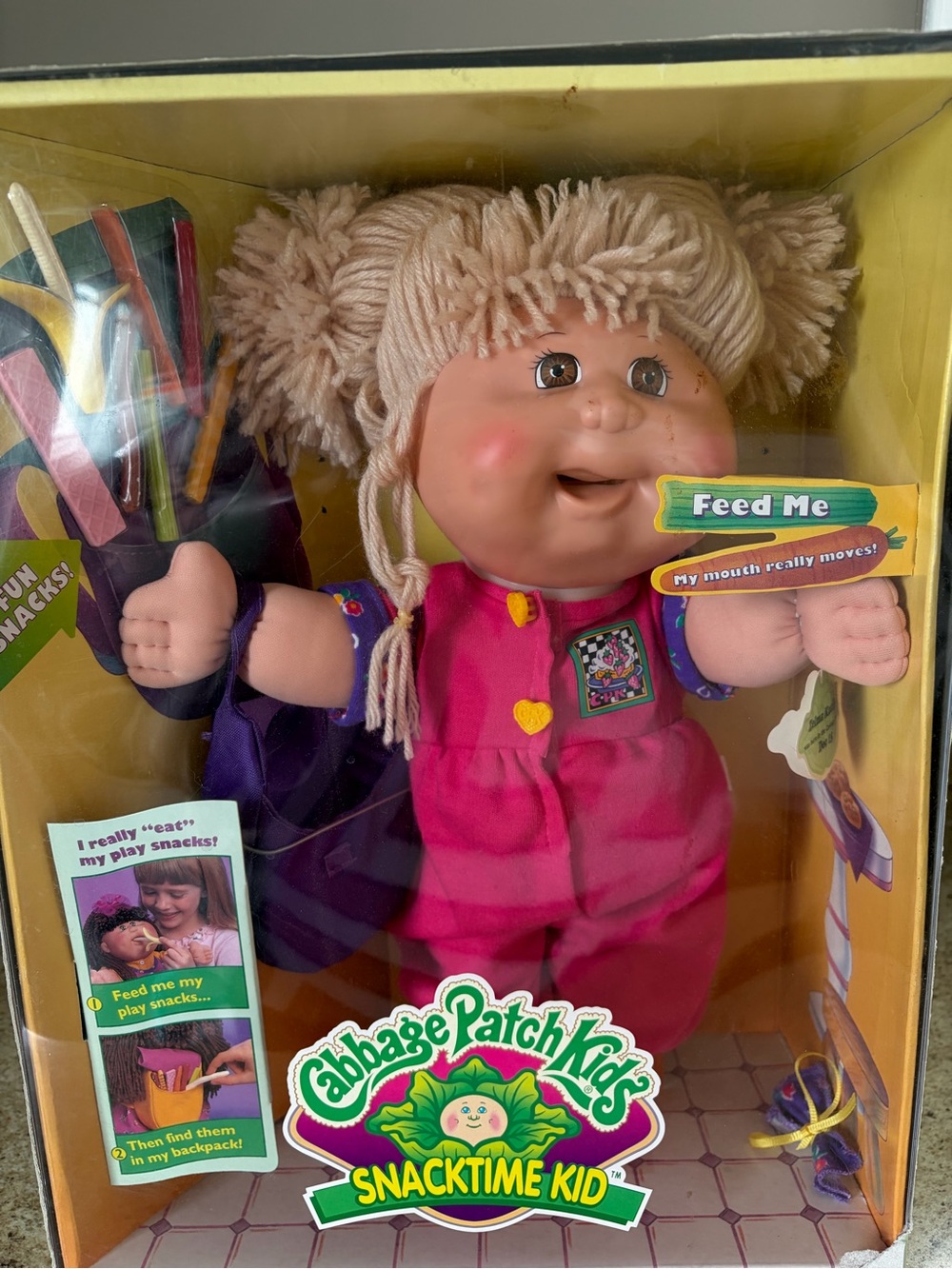 Cabbage Patch Kids Snacktime Kid Pink Doll - Feed Me Interactive Toy